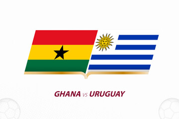 Ghana vs Uruguay in Football Competition, Group A. Versus icon on Football background.