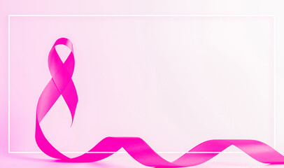 Pink ribbon background. Health care symbol pink ribbon on white background. Breast cancer woman...
