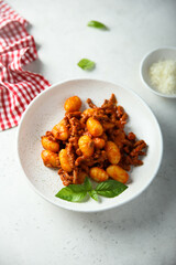 Potato gnocchi with Bolognese sauce