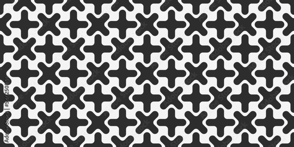 Poster four-pointed shapes alternate on a black background. a vector of identical black quads.