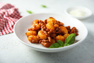Potato gnocchi with Bolognese sauce