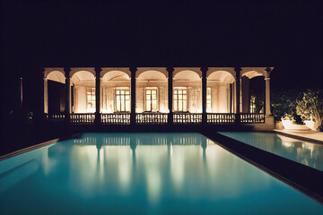 swimming pool in the summer night