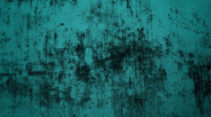 Obraz premium A textured background featuring a deep teal color with a distressed, grunge appearance. The surface shows variations in tone and subtle patterns, creating an abstract and moody aesthetic.