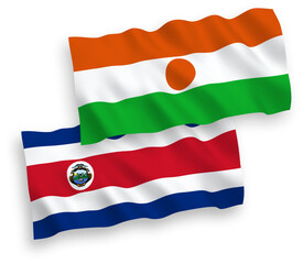 Flags of Republic of the Niger and Republic of Costa Rica on a white background