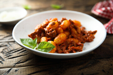 Potato gnocchi with Bolognese sauce