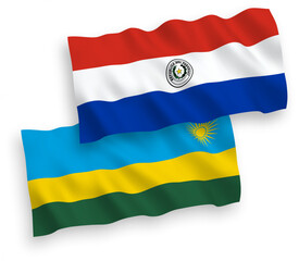 Flags of Republic of Rwanda and Paraguay on a white background