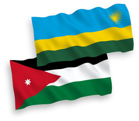 Flags of Republic of Rwanda and Hashemite Kingdom of Jordan on a white background