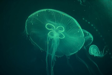 Closeup shot of a glowing moon jellyfish underwater © Thiago Oliveira/Wirestock Creators