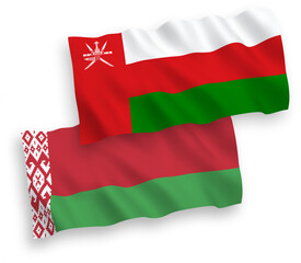 Flags of Sultanate of Oman and Belarus on a white background