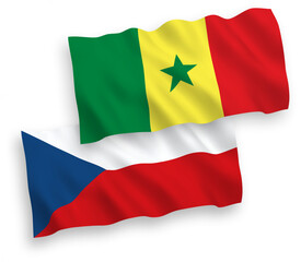 Flags of Czech Republic and Republic of Senegal on a white background