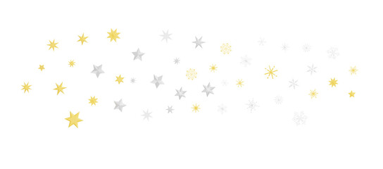 new year pattern. Christmas theme, golden openwork shiny snowflakes, star, 3D rendering.