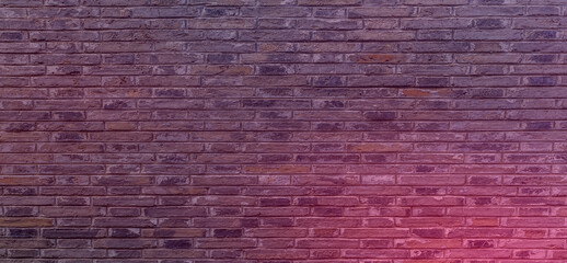Neon brick wall background, brick room, interior texture, wall background.