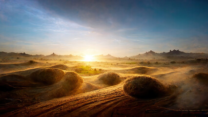 Beautiful desert sunrise view near Tabuk,Saudi Arabia. 