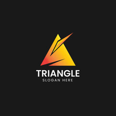 gradient minimalist triangle thunder logo design template