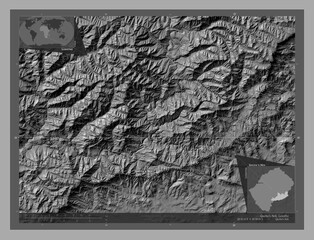 Qacha's Nek, Lesotho. Bilevel. Labelled points of cities