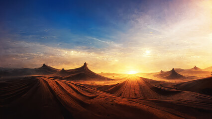 Fototapeta na wymiar Beautiful desert sunrise view near Tabuk,Saudi Arabia. 