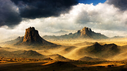 Beautiful desert sunrise view near Tabuk,Saudi Arabia. 