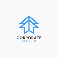 minimalist home or arrow logo design template