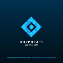 Abstract minimalist monogram pixel logo design template