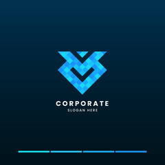 Abstract minimalist pixel logo design template