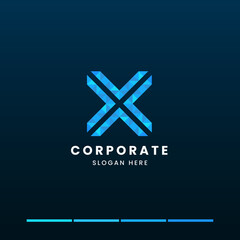 minimalist letter x pixel logo design template