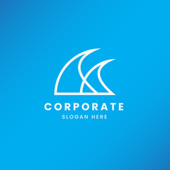 wave line minimalist logo design template