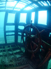 ship wreck underwater shipwreck on seabed sea floor standing metal on ocean floor 