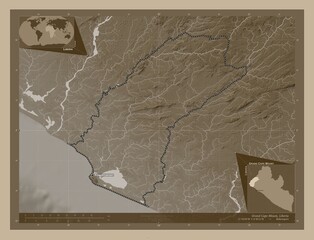 Grand Cape Mount, Liberia. Sepia. Labelled points of cities