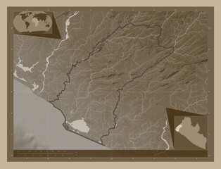 Grand Cape Mount, Liberia. Sepia. Major cities