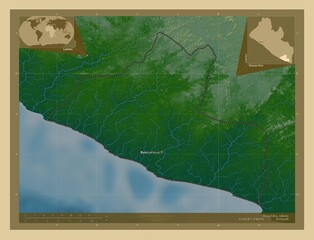 Grand Kru, Liberia. Physical. Labelled points of cities