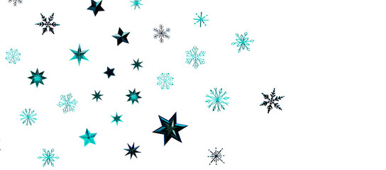 Snowflakes and bokeh lights on the blue Merry Christmas background. 3D render