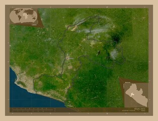 Margibi, Liberia. Low-res satellite. Labelled points of cities