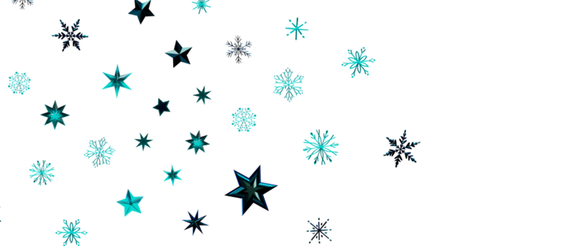 Snowflakes and bokeh lights on the blue Merry Christmas background. 3D render
