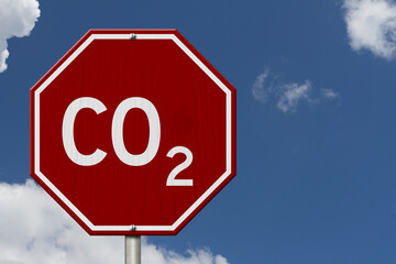 CO2 red stop sign road sign