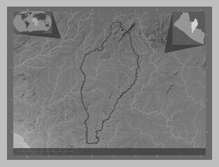Nimba, Liberia. Grayscale. Major cities