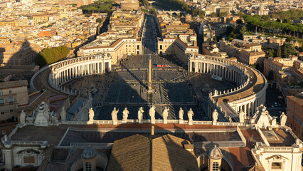 View of the Vatican City in Rome from the dome of saint Pierre Cathedral on September 2022