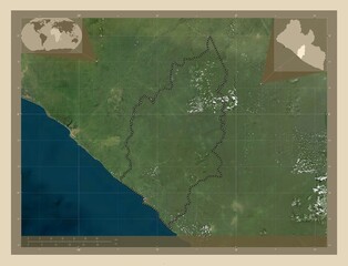 River Cess, Liberia. High-res satellite. Major cities