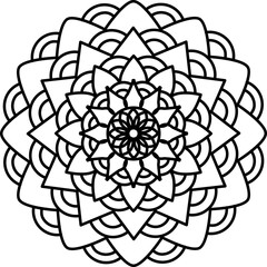 Fototapeta premium Geometric mandalas. Coloring book page. Zigzag ornament. Round element for design. Decorative ornament. Sketch for tattoo. Ethnic Fractal Mandala. Graphic element.