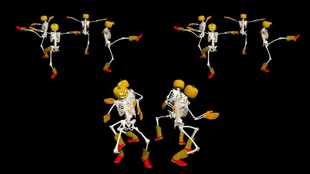 Halloween 3D dance. Halloween dancing skeletons 3D. 3D skeletons funny dance animation.