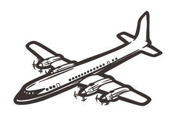 Fototapeta na wymiar Airplane in the sky - hand drawn illustration