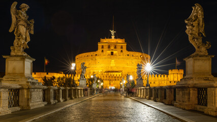 Castel Sant Angelo in Rome at night on october 2022