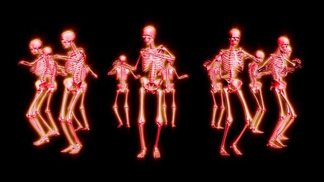 Halloween 3D dance. Halloween dancing skeletons 3D. 3D skeletons funny dance animation.
