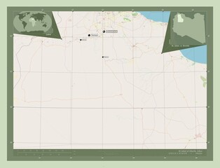 Al Jabal al Gharbi, Libya. OSM. Labelled points of cities