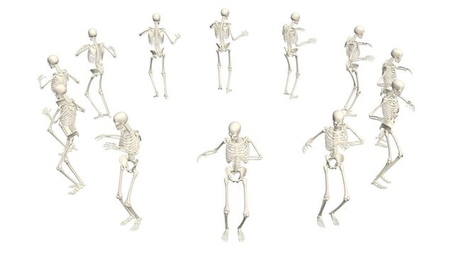 Halloween 3D dance. Halloween dancing skeletons 3D. 3D skeletons funny dance animation.