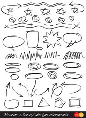  Hand drawn design elements , vector illustration