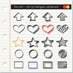  Hand drawn design elements , vector illustration