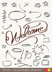  Hand drawn design elements , vector illustration