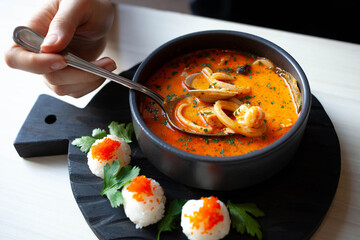 tom yum soup restaurant served