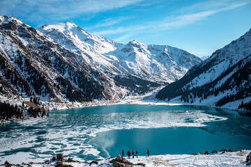 Big Almaty Lake is natural alpine reservoir. It is located in the Trans-Ili Alatau mountains, 15 km south from the center of Almaty in Kazakhstan.