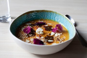 Traditional food of Dagestan (Russia) Kurch – dried apricot pudding restaurant served